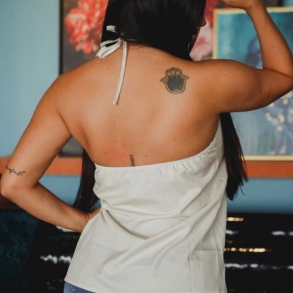 L&b CREAM AZTEC HALTER TIE TOP-NWT - Picture 3 of 3